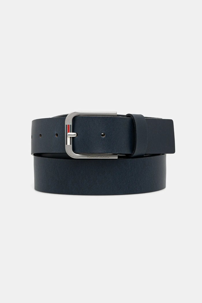 Kožený pásek Tommy Jeans námořnická modř AM0AM12926