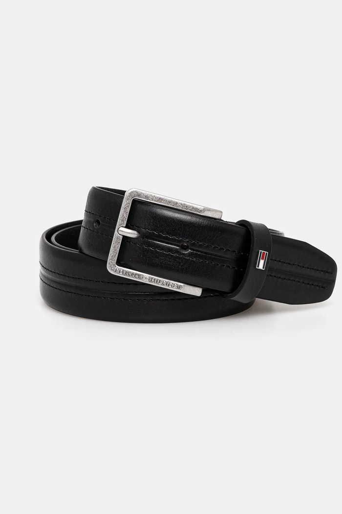 Kožený pásek Tommy Hilfiger černá AM0AM13304