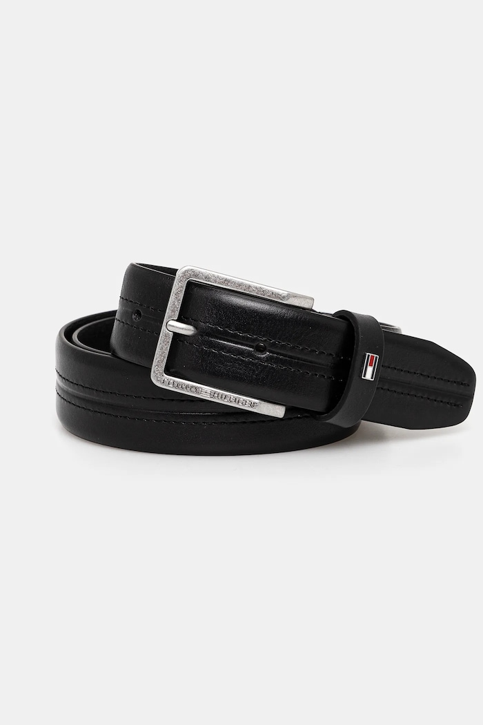 Kožený pásek Tommy Hilfiger černá AM0AM13304