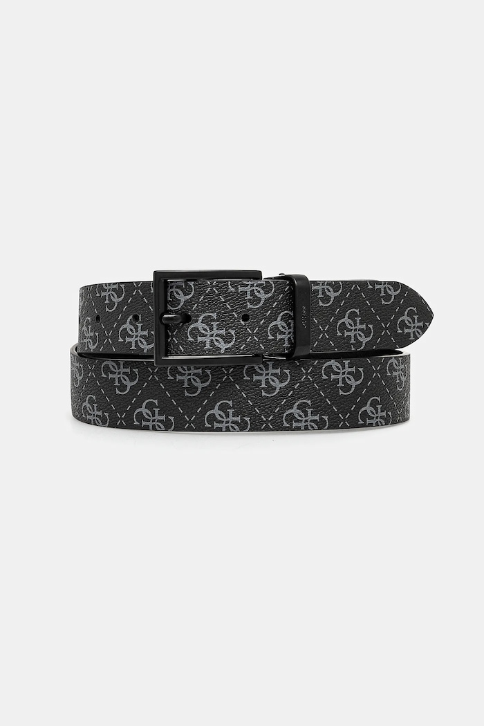 Oboustranný pásek Guess BUCAREST přírodní kůže černá BMBCLO.P5135
