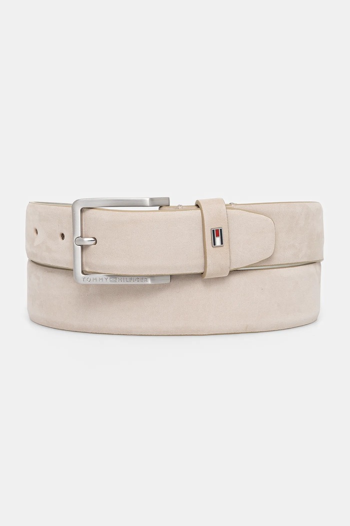 Tommy Hilfiger pasek skórzany beżowy AM0AM13377
