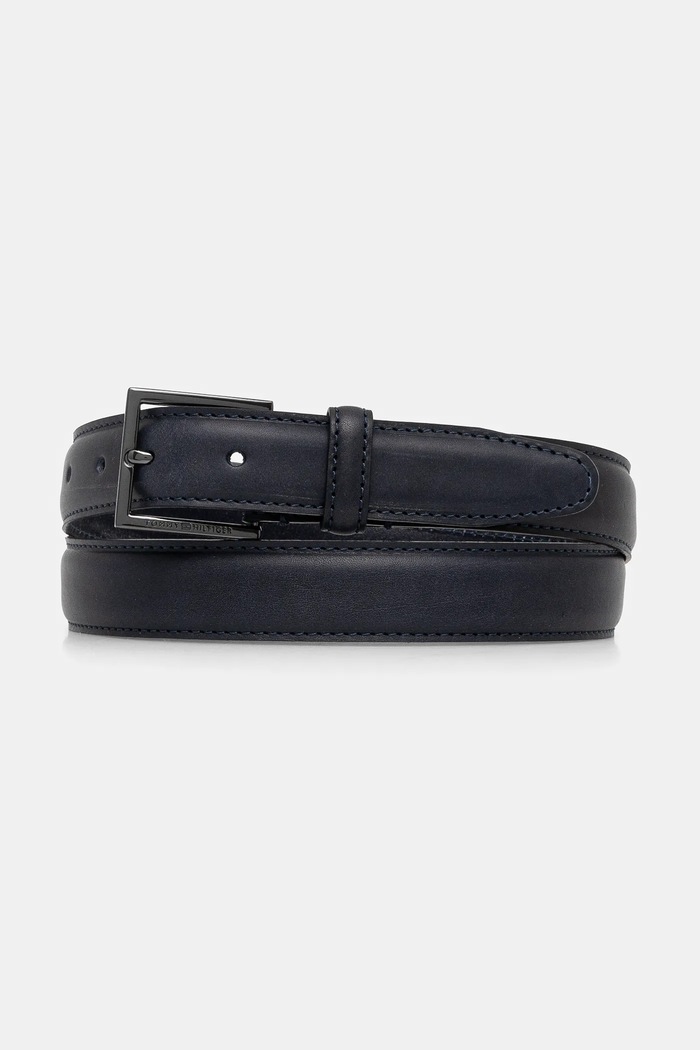 Kožený opasok Tommy Hilfiger Planet friendly tmavomodrá AM0AM13379