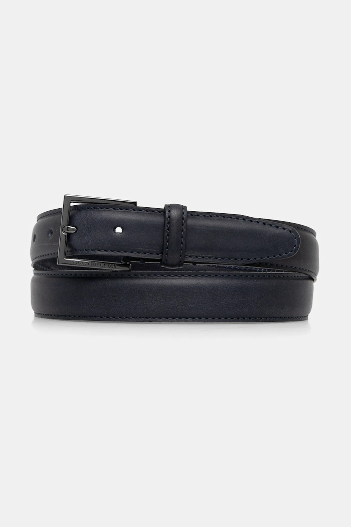 Kožený opasok Tommy Hilfiger Planet friendly tmavomodrá AM0AM13379