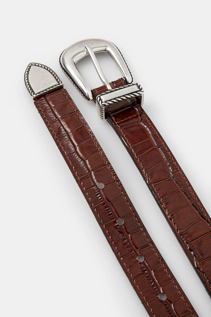 Drôle de Monsieur pasek skórzany La Ceinture Croco G.AC168.LH031.BN brązowy SS25