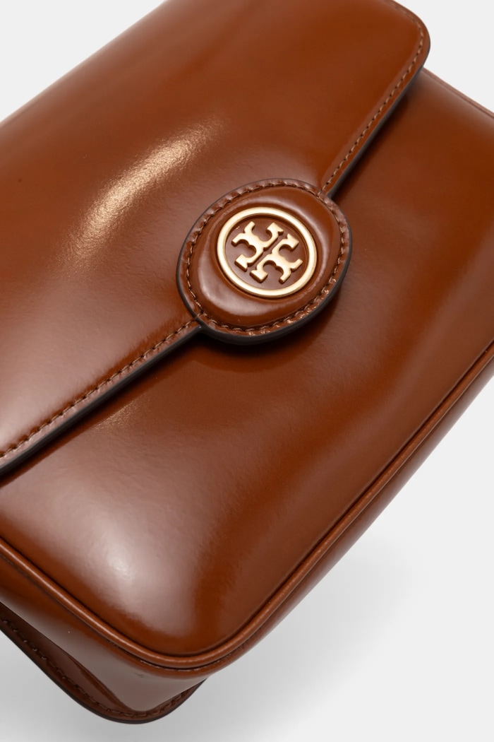 Kožená kabelka Tory Burch Robinson hnedá 143122.223