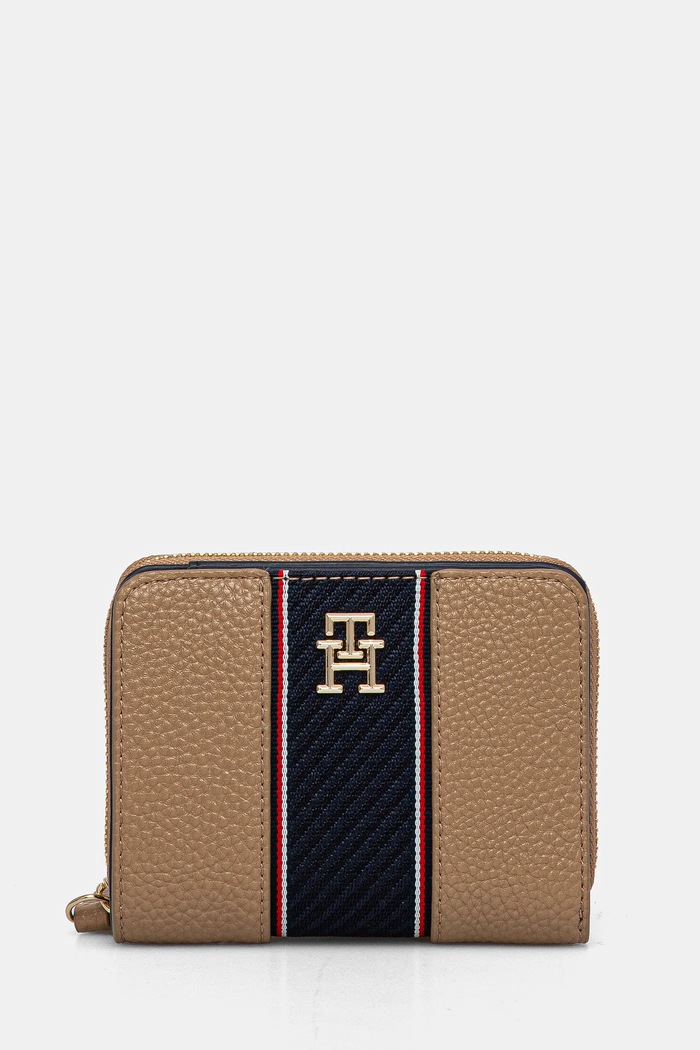 Novčanik Tommy Hilfiger imitacija zrnate kože bež AW0AW16924