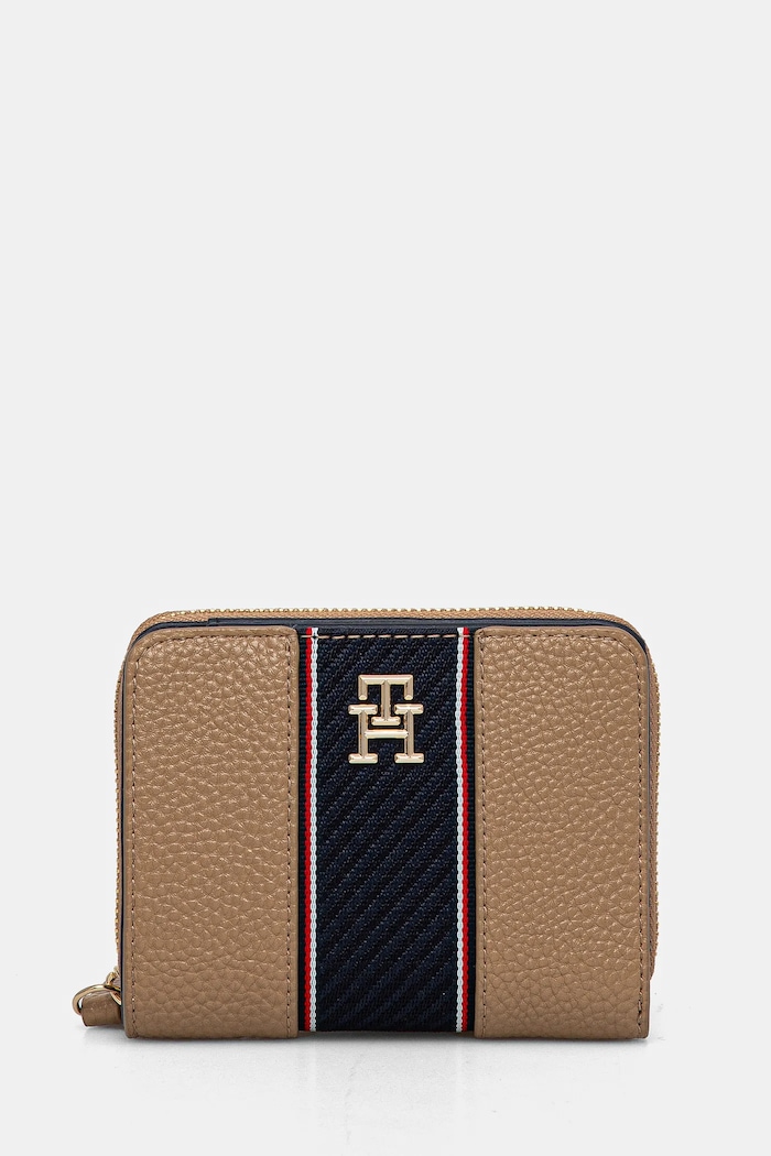 Novčanik Tommy Hilfiger imitacija zrnate kože bež AW0AW16924