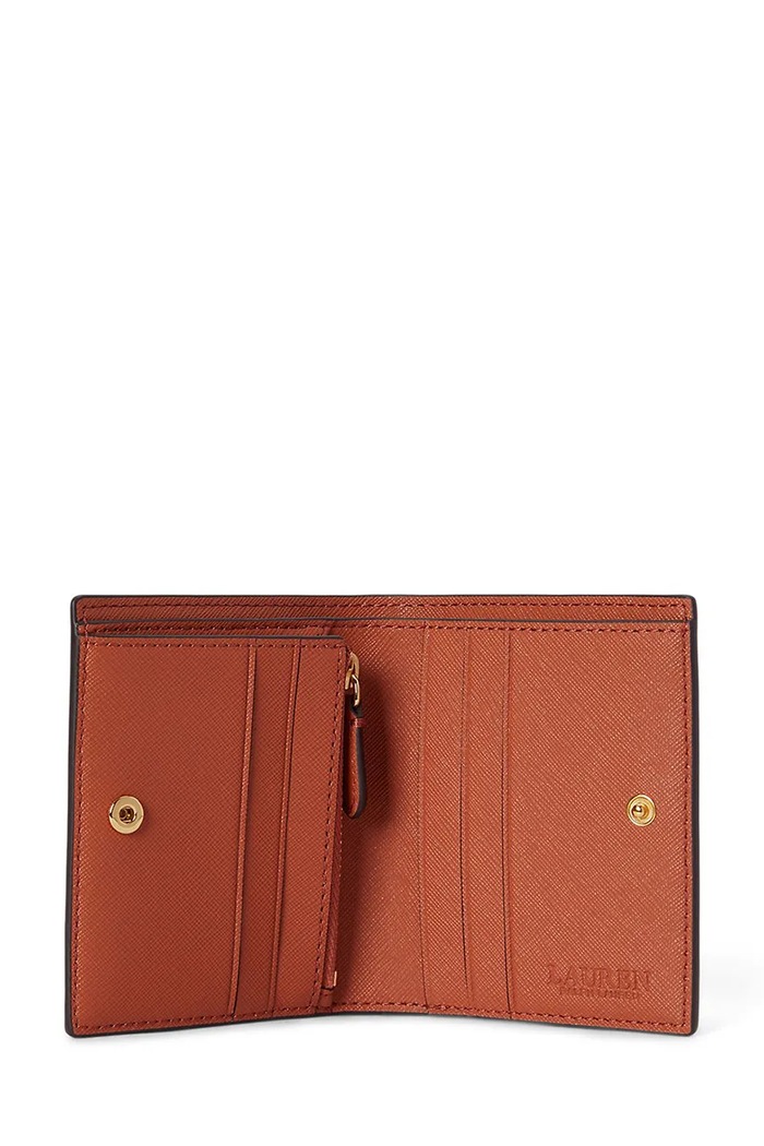 Akcesoria Lauren Ralph Lauren portfel damski skórzany 432962112 pomarańczowy