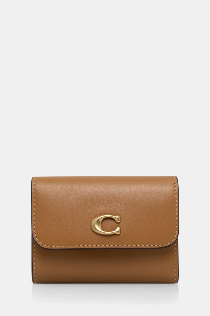 Кожен портфейл Coach гладка кожа бежов CZ111