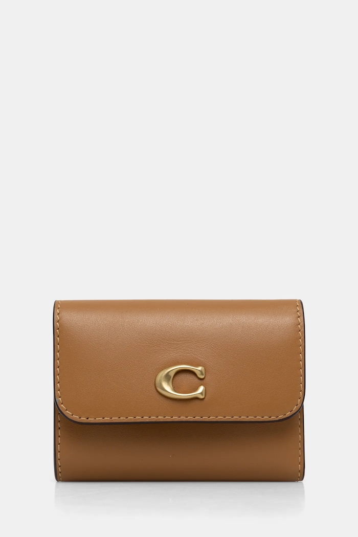 Кожен портфейл Coach гладка кожа бежов CZ111
