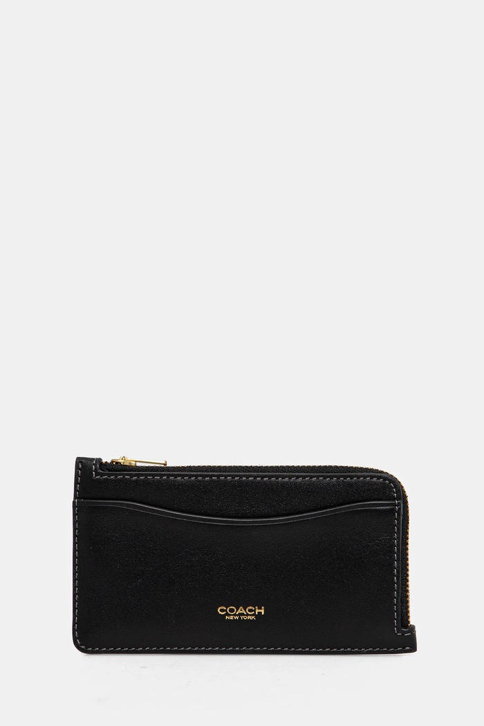 Coach портфейл от кожа дамски калъф за карти черен CZ112