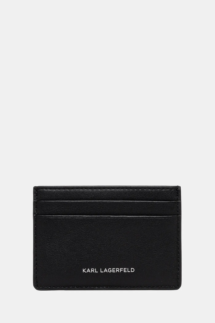 Kožené pouzdro na karty Karl Lagerfeld Planet friendly černá A1W32099