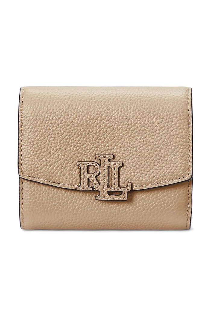 Lauren Ralph Lauren portfel skórzany skóra licowa beżowy 432966782