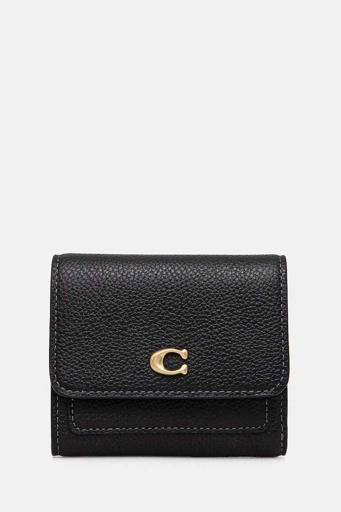 Кожен портфейл Coach гладка кожа черен CAO13