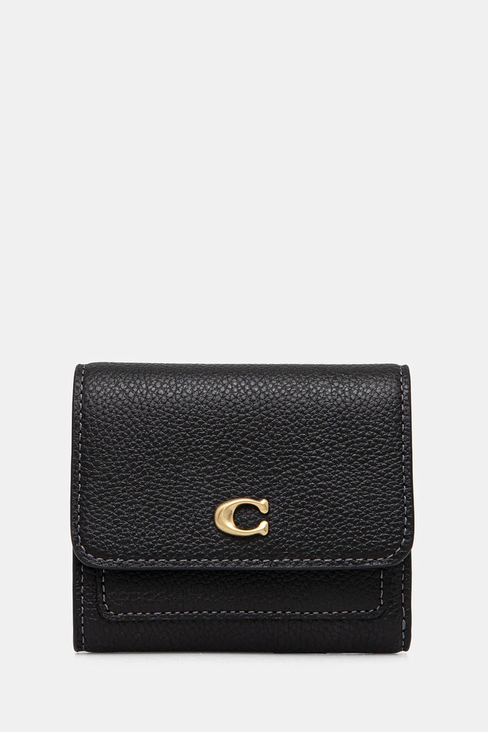 Кожен портфейл Coach гладка кожа черен CAO13