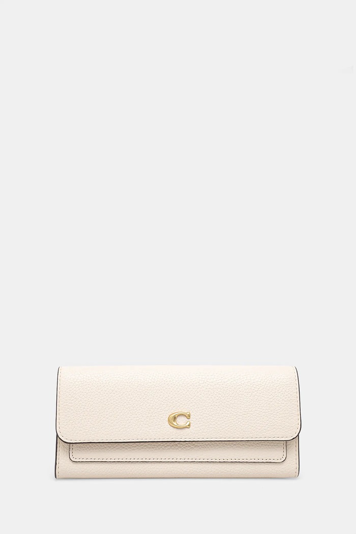 Кожен портфейл Coach гладка кожа бежов CAO17