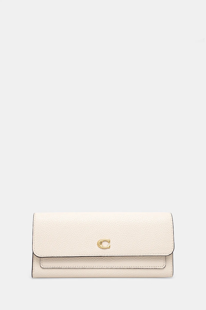 Кожен портфейл Coach гладка кожа бежов CAO17