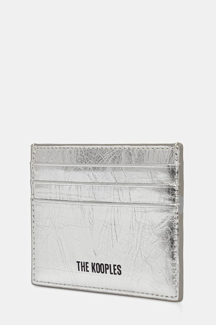 Δερμάτινη θήκη για κάρτες The Kooples AFPM30000K ασημί SS25