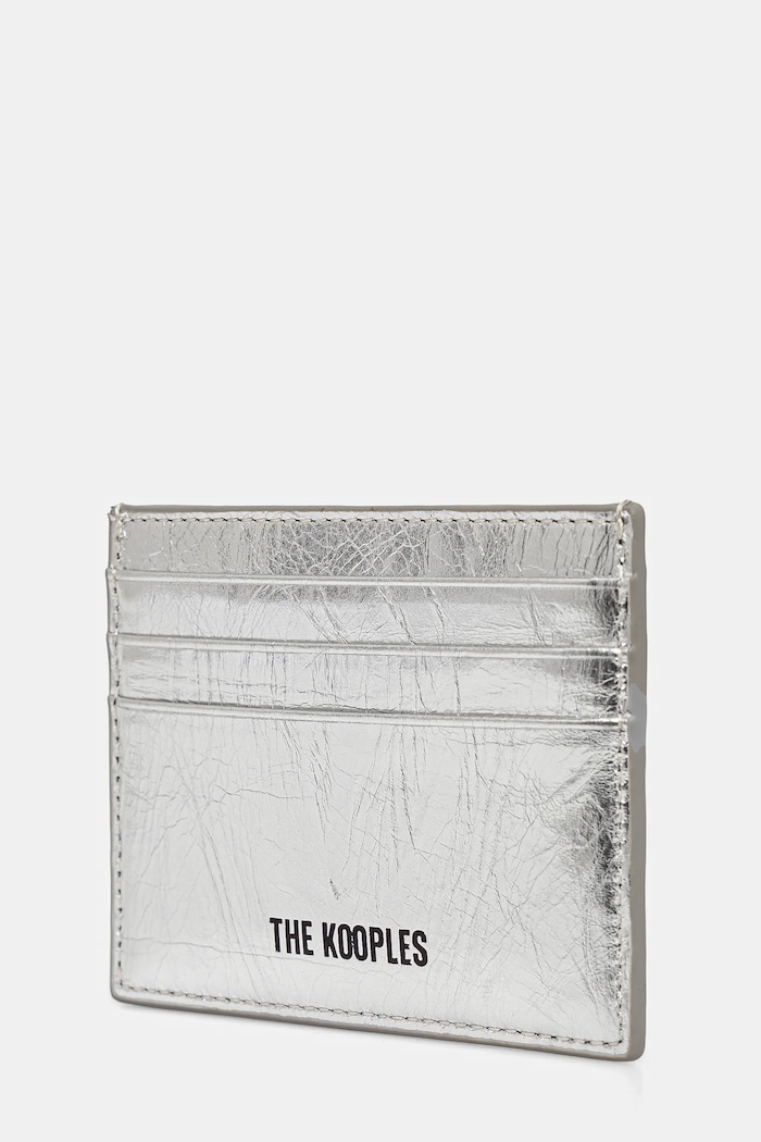 Δερμάτινη θήκη για κάρτες The Kooples AFPM30000K ασημί SS25