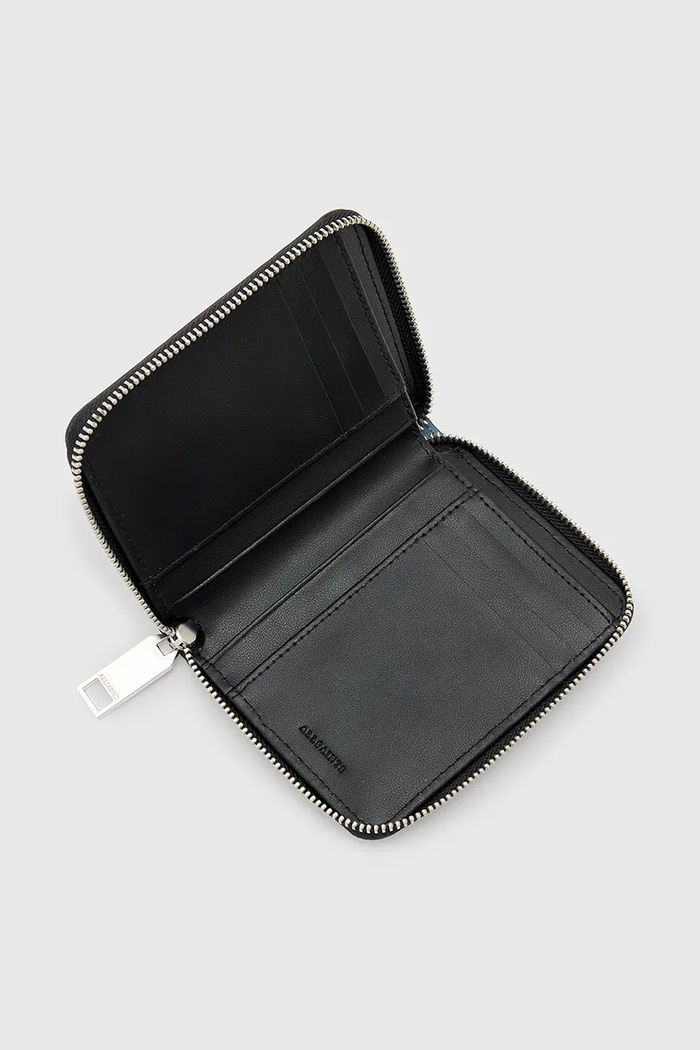 Usnjena denarnica AllSaints LENA HEX W130XC modra
