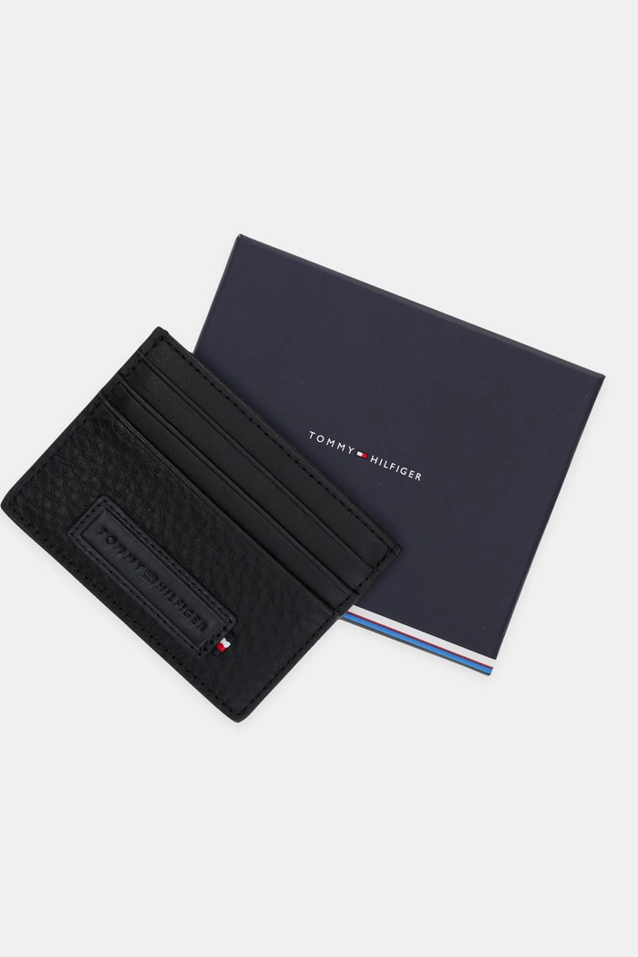 Kožni etui za kartice Tommy Hilfiger crna AM0AM13030