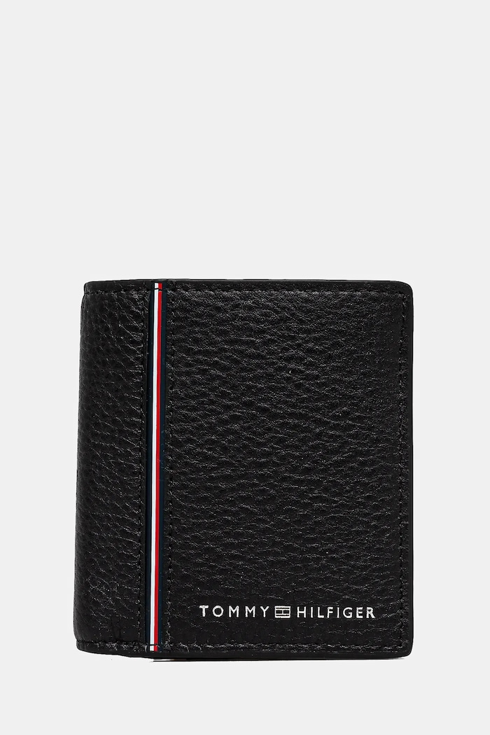 Kožená peněženka Tommy Hilfiger přírodní kůže černá AM0AM13045