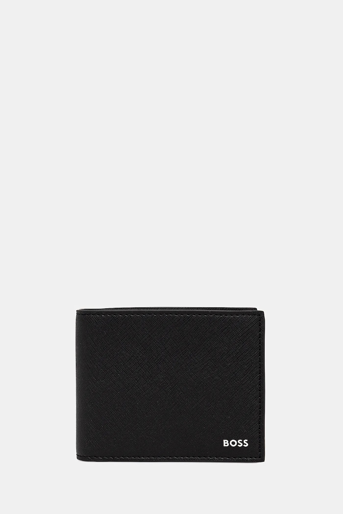 BOSS portafoglio in pelle Zair_Trifold N. pelle fiore nero 50536727