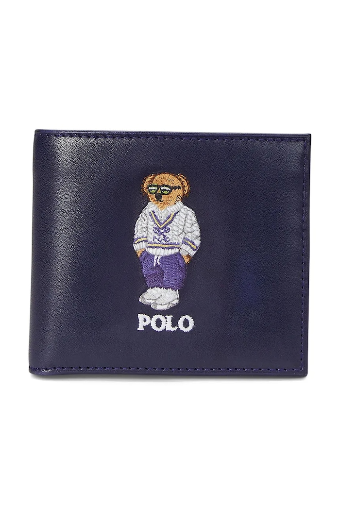 Kožená peněženka Polo Ralph Lauren přírodní kůže námořnická modř 405962466