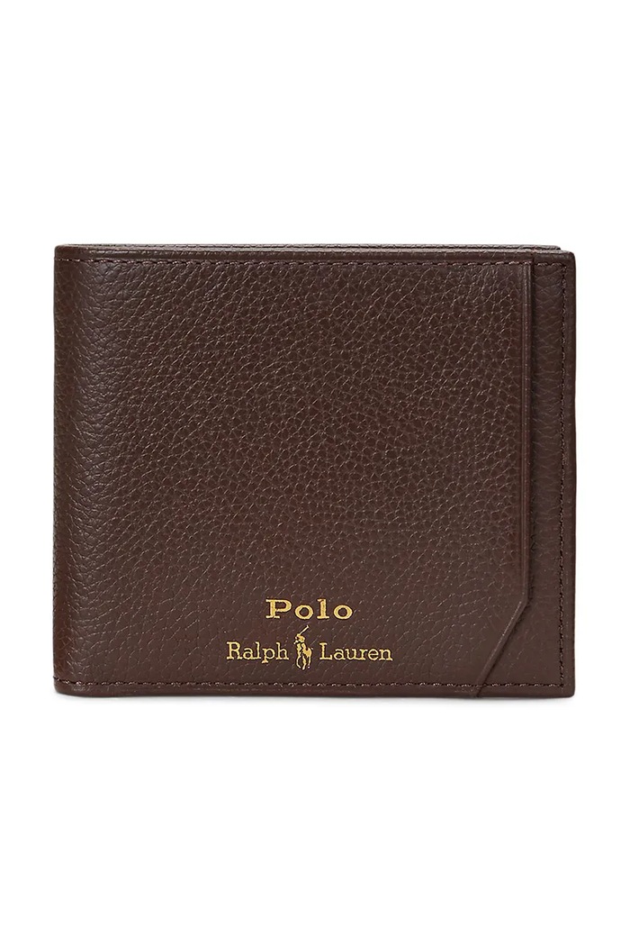 Kožená peněženka Polo Ralph Lauren přírodní kůže hnědá 405963224