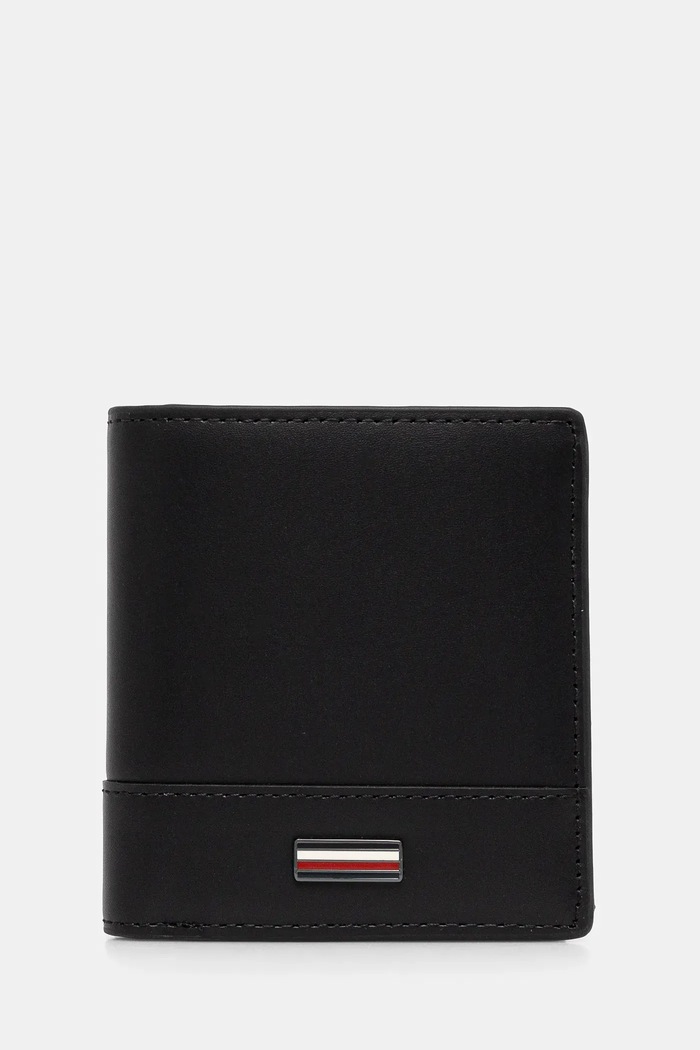 Kožená peněženka Tommy Hilfiger přírodní kůže černá AM0AM13247