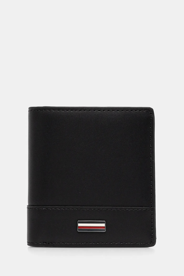 Kožená peněženka Tommy Hilfiger přírodní kůže černá AM0AM13247