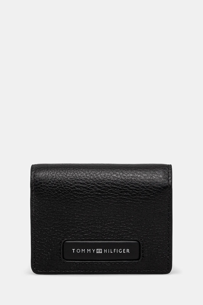Kožená peněženka Tommy Hilfiger přírodní kůže černá AM0AM13254