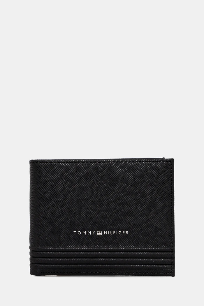 Δερμάτινο πορτοφόλι Tommy Hilfiger λείο δέρμα μαύρο AM0AM13258