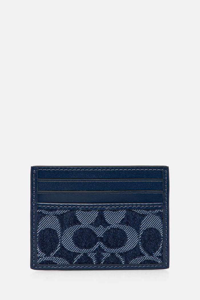 Coach leather card holder all-over print navy CAS29