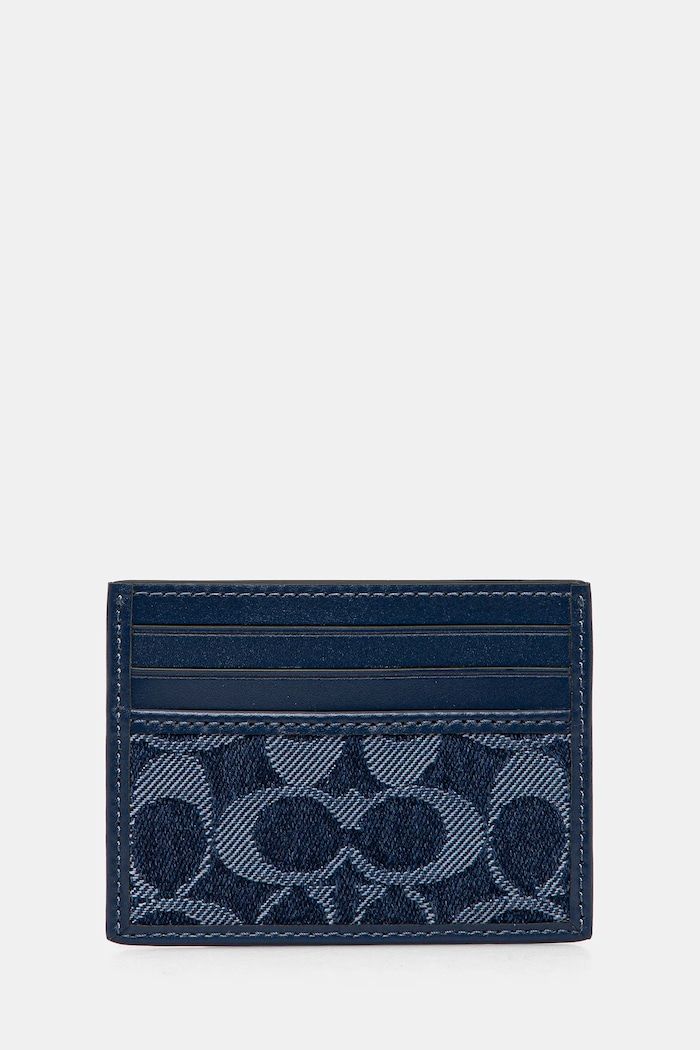 Coach leather card holder all-over print navy CAS29