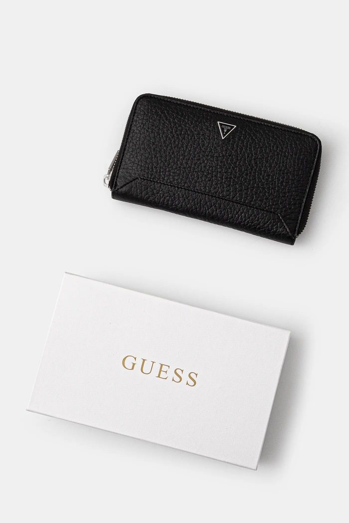 Kožená peněženka Guess BARCELLONA černá SMBAGR.LEA28