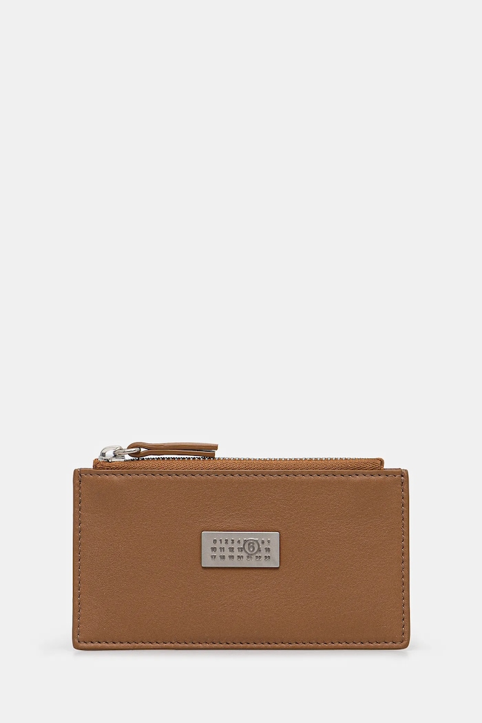 Δερμάτινο πορτοφόλι MM6 Maison Margiela λείο δέρμα καφέ SA5UI0016.P7258