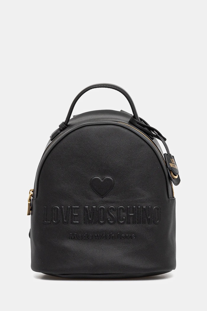 Kožený ruksak Love Moschino nášivka čierna JC4116PP1