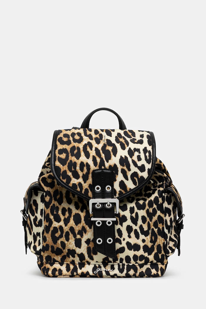 GANNI plecak Bucky Backpack Small Nylon Print tekstylny brązowy A6617