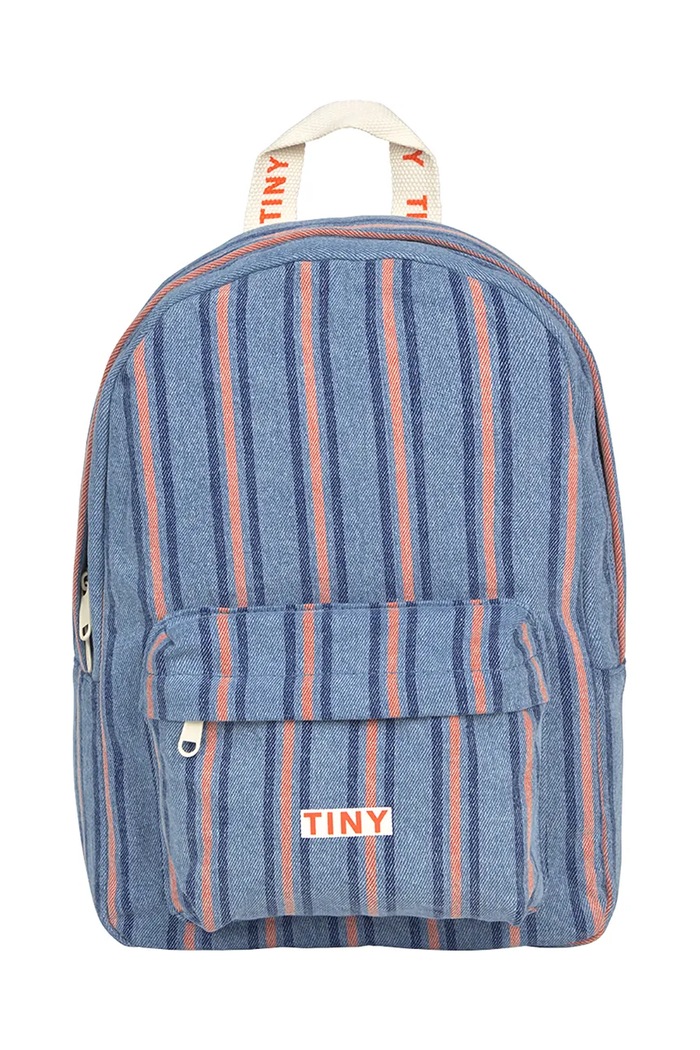 Tinycottons ghiozdan copii STRIPES DENIM BACKPACK nu incape in A4 albastru SS25.398