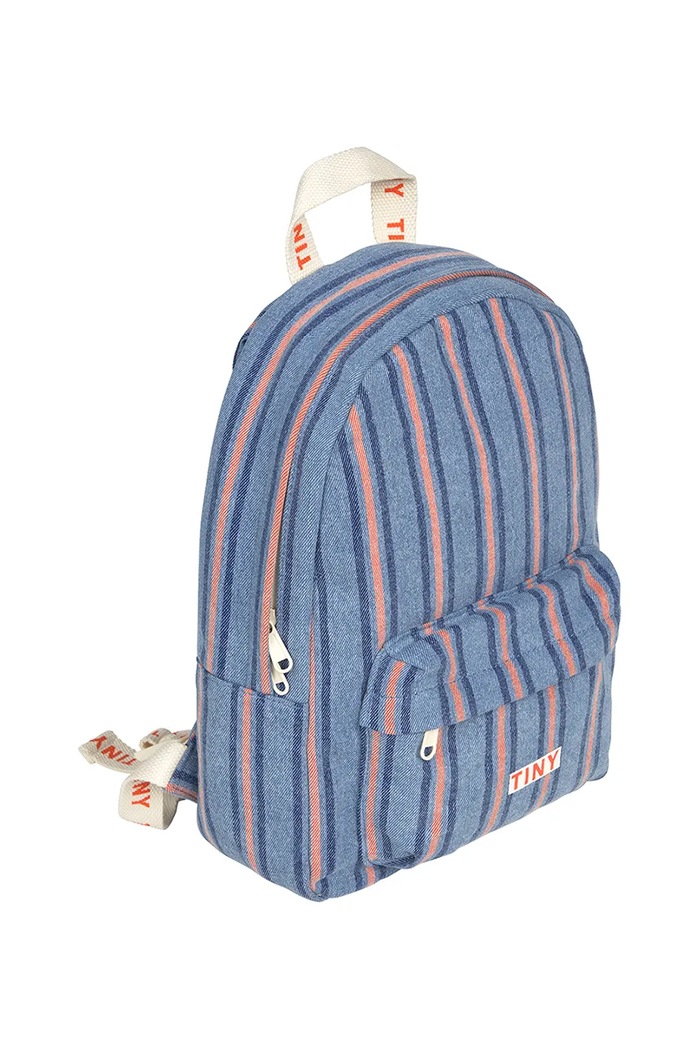 Băieți Tinycottons ghiozdan copii STRIPES DENIM BACKPACK SS25.398 albastru