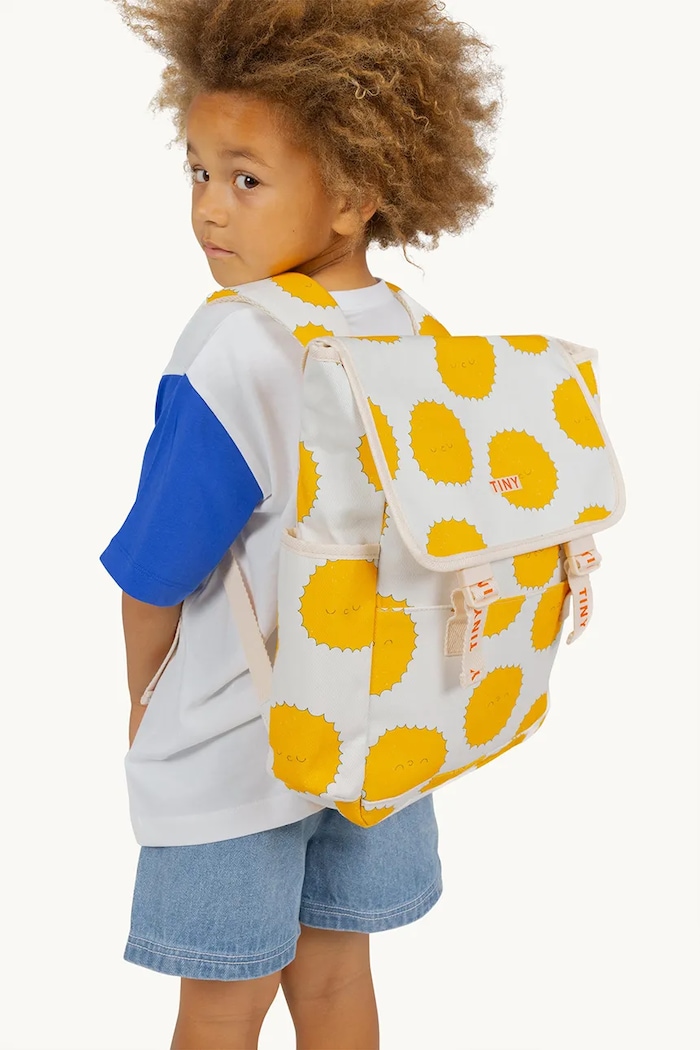 Tinycottons ghiozdan copii SUN BACKPACK cu modele bej SS25.401