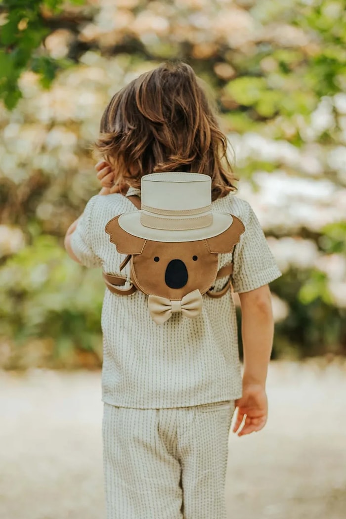 Дитячий шкіряний рюкзак Donsje Stelloux Backpack Bride дрібний узор коричневий 5521202