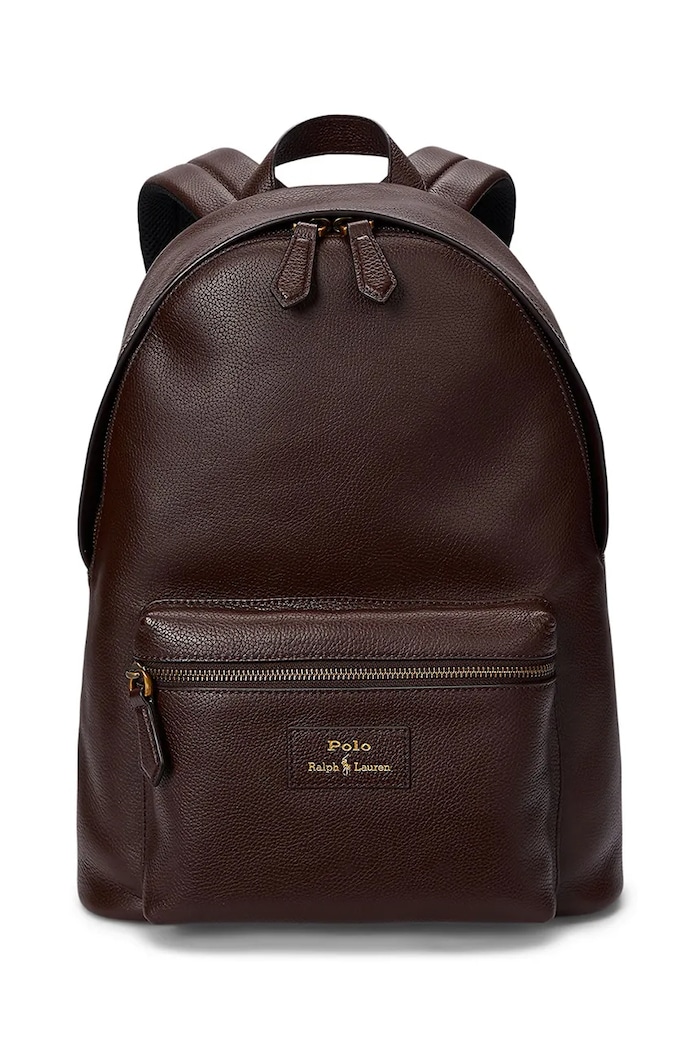 Kožni ruksak Polo Ralph Lauren bez uzorka smeđa 405962456