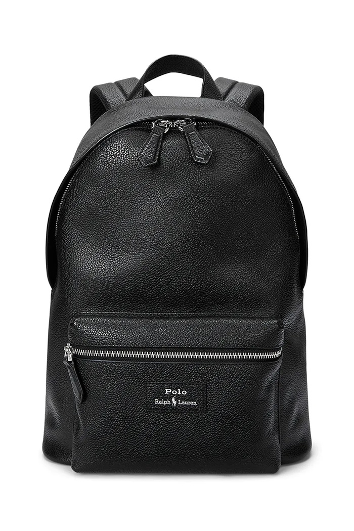 Δερμάτινο σακίδιο Polo Ralph Lauren απλό μαύρο 405962456