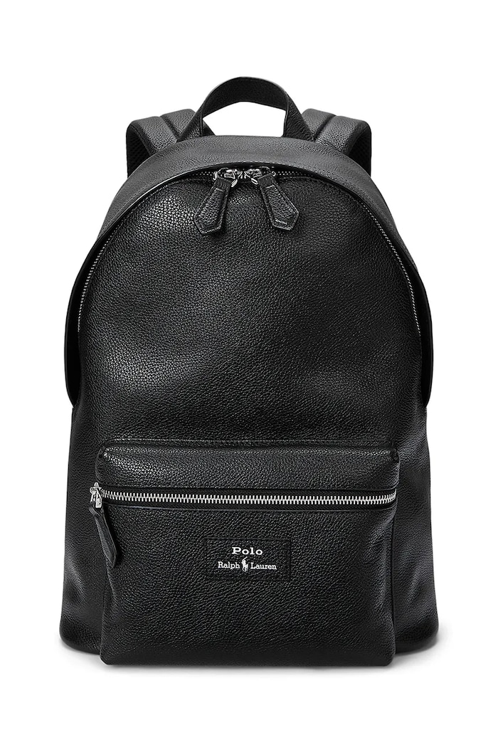 Δερμάτινο σακίδιο Polo Ralph Lauren απλό μαύρο 405962456