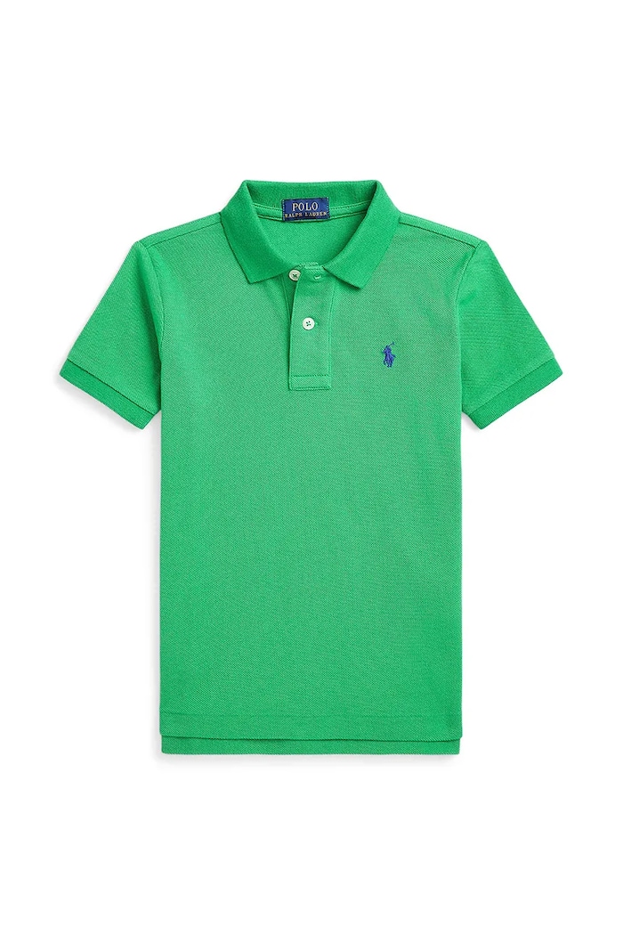 Детска памучна тениска с яка Polo Ralph Lauren памук зелен 322703632183