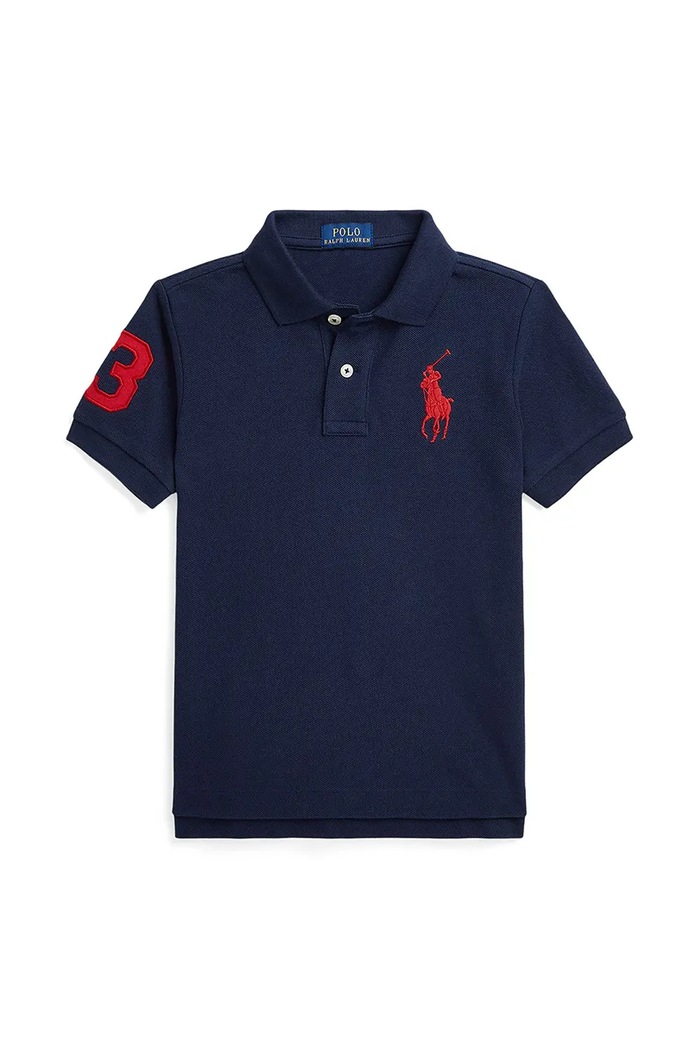 Dětská bavlněná polokošile Polo Ralph Lauren s límečkem námořnická modř 322703635100