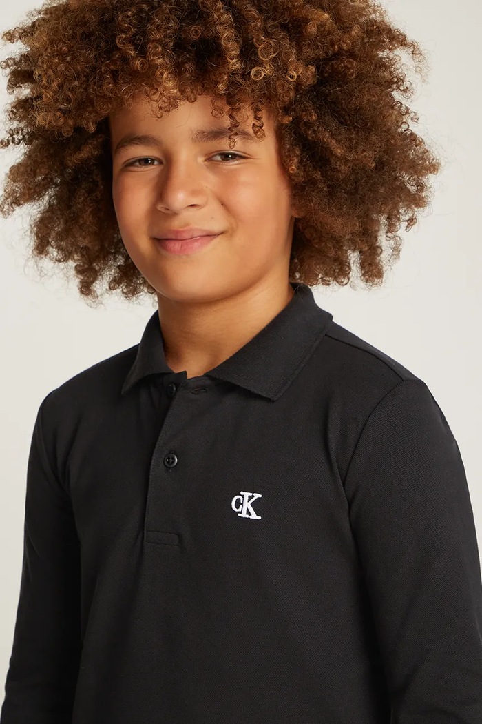 Παιδικό πουκάμισο πόλο Calvin Klein Jeans 0 IB0IB02421.PPYA μαύρο