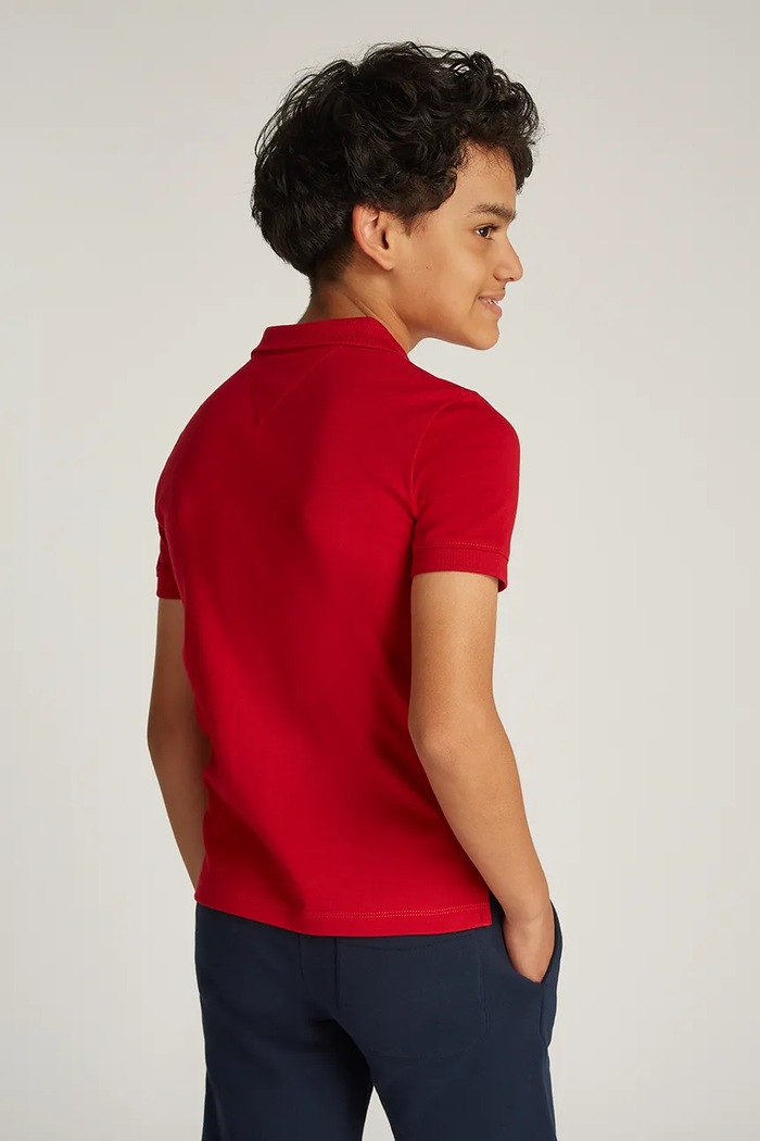 Dětská bavlněná polokošile Tommy Hilfiger červená KB0KB09333.128.176.PPYA